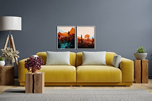 Sylvana Workshop - Western Minimalist Wall Art ,Unframed(8"X10" Set Of 2 Wall Decor), Mid Century Modern Wall Decor, Western Poster, Boho Posters For Bedroom, Contemporary Art Prints #TOP2