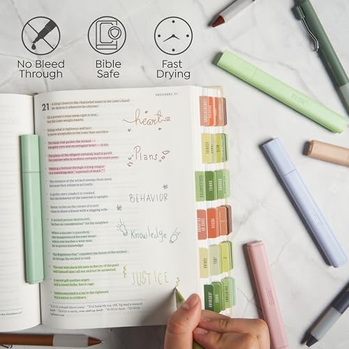 Image of BLIEVE - Aesthetic Highlighters and Gel Pens With Soft Ink and Chisel Tip, Bible Highlighters and Pens No Bleed, Dry Fast Easy to Hold, for Bible Journaling Planner School Supplies (EARTHY)