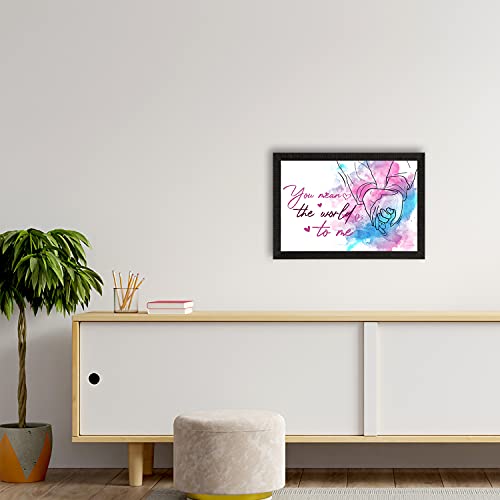 Image of eCraftIndia inchYou Mean The World To Me Love Quote Painting Digital Printed Wall Art For Bedroom, And Home Decor - Romantic Gift Idea For Couples And Anniversary Celebrations