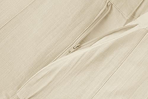 Enjoybuy Men's Linen Drawstring Beach Golf Elastic Waist Spring Long Casual Loose Summer Yoga Cotton Pants, 01-Beige, Large #TOP3