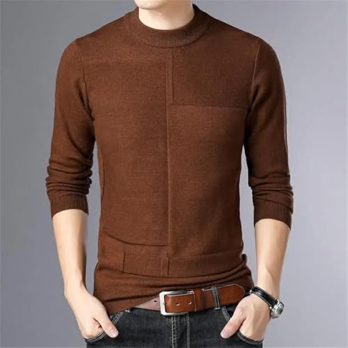 Knit Pullover Crew Neck Sweater Autum Winter Solid Color Simple Casual Men Jumper2