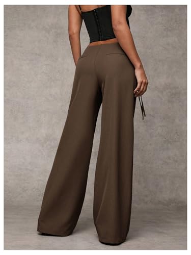 Women's Wide Leg Dress Pants Drawstring Eyelet Baggy Business Work Long Pants Trousers3