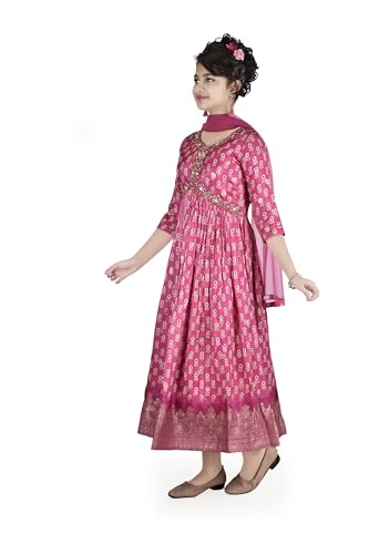 Kids Wear Girls Jacquced Silk Fabric Print Embroidery Work Partywear 21124