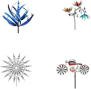 3D Einzigartige Und Magische Metall Windmühle Drehen, Windspinner Für Garten, Windspinner Windmühle, Windspinner Pfähle Ornamente Für Hof, Windskulptur Spinner (Silver)