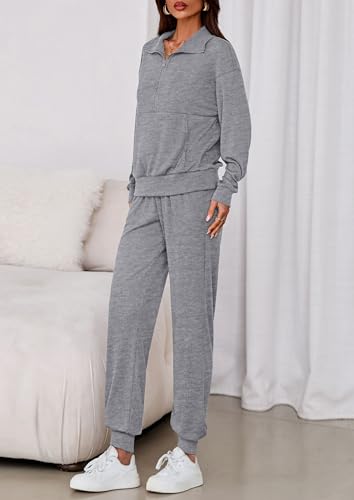 PRETTYGARDEN Women's Fall 2 Piece Lounge Sets Zip Up Sweatshirt Jogger Pants Sweat Track Suits Travel Outfit Winter Clothing