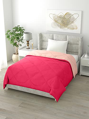 Image of Clasiko Reversible Single Bed Comforter; 60x90 Inches; 200GSM; Pink & Peach