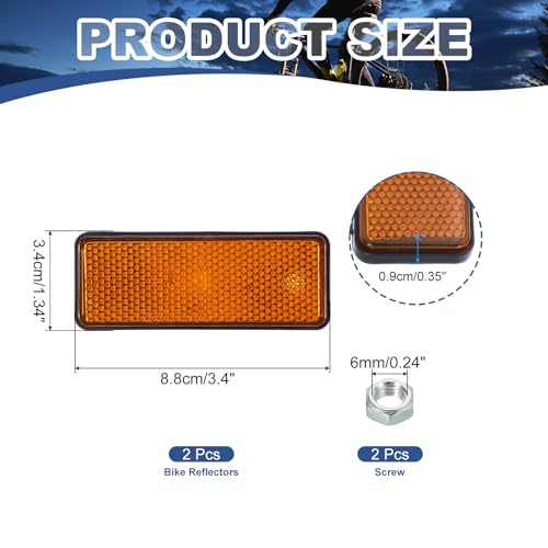 Image of PATIKIL Rectangle Rear Reflectors, 2 Pcs Safety Reflective Warning Reflector Plastic Universal Motorcycle Reflector with M5 Screw Mount for Car Motorcycle Trailer Bike Bicycles, Yellow