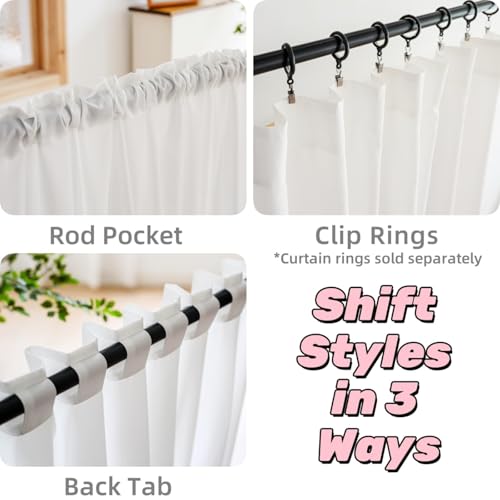 Image of MYSTIC-HOME Sheer Curtains 95 Inches Long 2 Panels White 100% Privacy Light Filtering Drapes for Bedroom & Living Room, Cortinas Para Sala with Soft Voile Fabric&Rod Pocket /Back Tab Design 52 inchW x 95 inchL