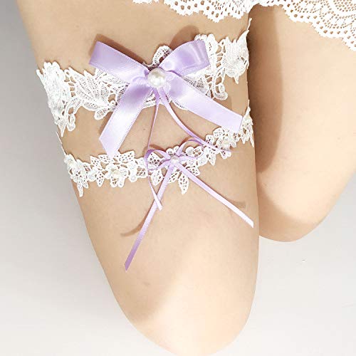 Lace Wedding Bridal Garter With Lavender Bow White Leg Ring Lace Garter Belt Bw22 (Lavender Bow) #TOP4
