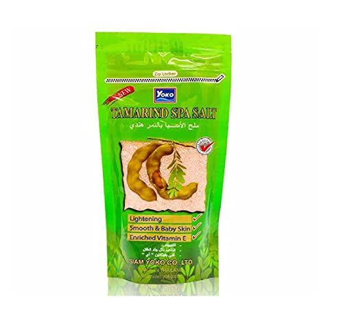 Yoko - Tamarind Spa Salt - Natural Spa At Your Home!! Deep Cleans and Skin Whitening [Enrich Vitamin E] 300 G Made in Thailand