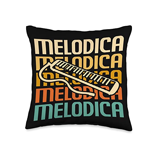 Melodica Instrument Gift For A Melodica Player Retro Vintage Classic Melodica Player Instrument Throw Pillow, 16x16, Multicolor