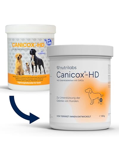 NutriLabs Canicox-HD Gelenktabletten für Hunde 140 Stk. - mit MSM, Chondroitin, Hyaluronsäure, Glucosamin & Teufelskralle - Gesundheitsprodukte für Hunde - Nahrungsergänzungsmittel Hund