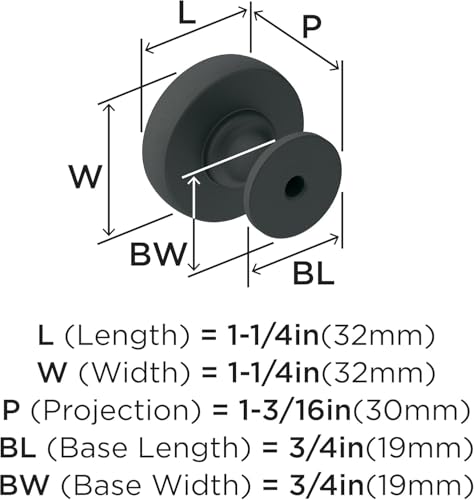 Image of Amerock 1-1 /4 inch Round Winsome Matte Black Cabinet Knob | Durable Zinc drawer knob and cabinet hardware, ideal for kitchen cabinets, bathroom vanities, dressers, and furniture