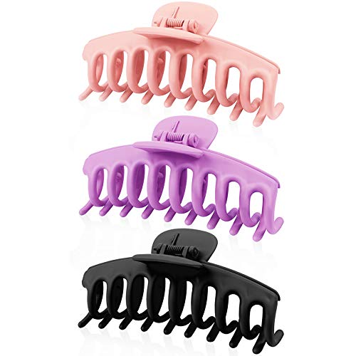 OGIRL 3 Pack Updated Hair Claws 4.33 Inch Large Hair Clips for Thick Hair, Big Hair Claw Clips for Women and Girl, Nonslip Jaw Clips and Strong Hold Matte Hair Clips