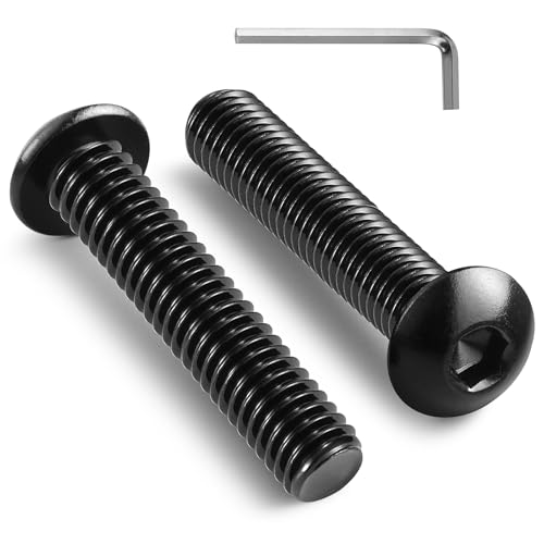Image of 1 /4-20 x 2 Inch Button Head Socket Cap Bolts Screws,304 Stainless Steel 18-8,Fully Threaded,Black Zinc Plated,with Hex Spanner(30Pcs)