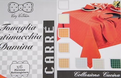 Tovaglia Tavola VIVY VICTORIA QUADRETTO Antimacchia 6-12 posti Vari Colori-Verde-140x180