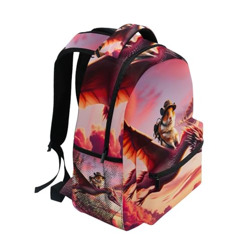 Kid Backpack, Lightweight Travel Backpack for Boys Girls Back to School Essentials, 15L, Half Duck Half Dragon Flies2