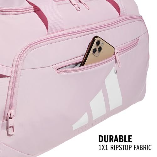 Image of adidas Defender 5 Duffel Bag for Sports, Gym and Travel, True Pink /White, OSFA
