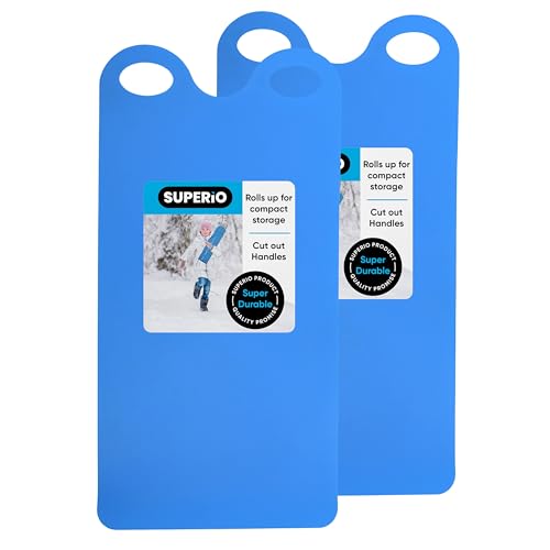 Superio Snow Slider Mat Flexible Snow Sled Flying Carpet Roll up Sleds for Kids 36 Lightweight Portable Plastic Snowboard Sled (Blue)