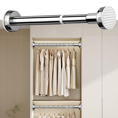 Adjustable Metal Closet Rod, Heavy Duty Clothes Hanging Bar for Organizing & Storage, Space Saving Telescopic Pole for Wardrobes Laundry Room No Drilling ( Color : 2.7cm/1.1