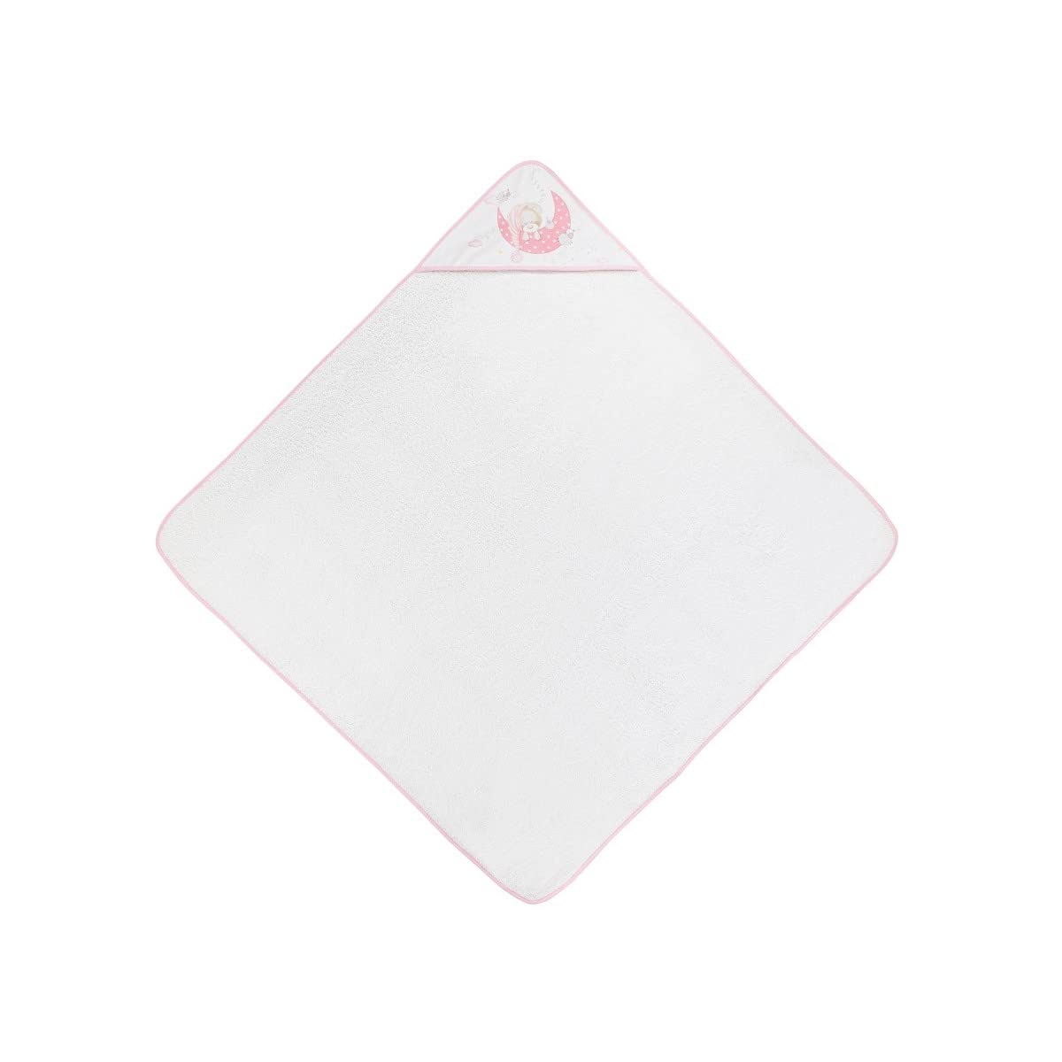 Interbaby - Capa de Baño Bebe Blanco/Rosa | Toalla Bebe con Capucha 100% Algodón, 100x100cm, Unisex | Suave, Cómoda, Secado Rápido | Ideal Recién Nacidos, Bebes y Niños Pequeños | Diseño Bear Sleeping
