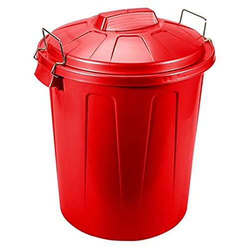 Acan Tradineur - Cubo de Basura, plástico, 31 litros, Incluye Tapa y Asas metálicas, contenedor de residuos, Papelera, Reciclaje, Industrial, hogar, Fabricado en España, 48,2 x 37,5 cm (Rojo)