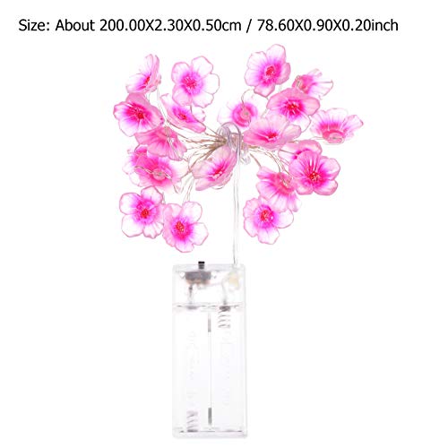 OSALADI Cordão de luzes de flores, 20 LEDs, 2 m, rosa, flor de cerejeira, funciona com bateria para