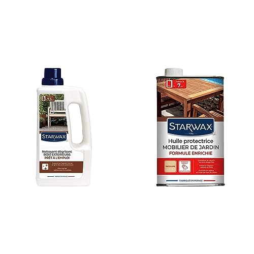 STARWAX Nettoyant Dégrisant pour Bois Extérieurs - 1L - Nettoyer et Supprimer l'Aspect Terne et Gris - Elimine les Poussières et Salissures Incrustées &...