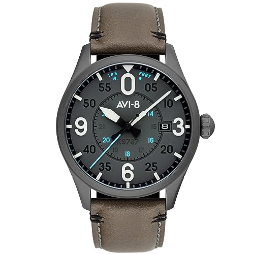 AVI-8 Herren 42mm Spitfire Smith Automatik Salisbury Uhr mit Lederarmband AV-4090-04