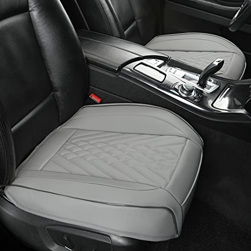 Image of GIANT PANDA Premium PU Leather Front Car Seat Cover Protector Anti-Slip Bottom Seat Cover Fits 95% of Vehicles, Wrapping Around The Bottom (2 Packs - Grey)