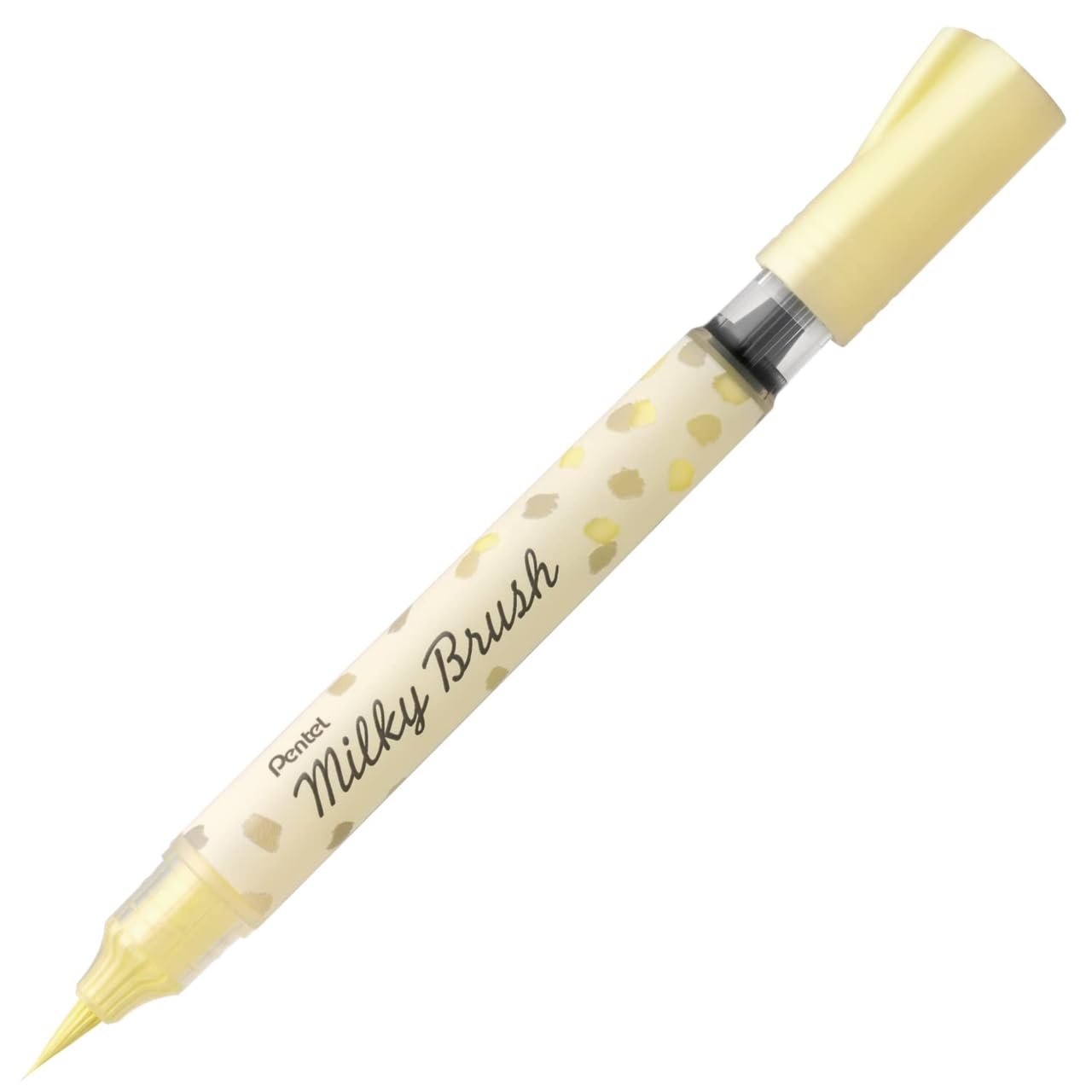 Pentel Arts Milky Brush Marker Pens - Pastel Ink - Fine To Wide Stroke - Pastel Yellow