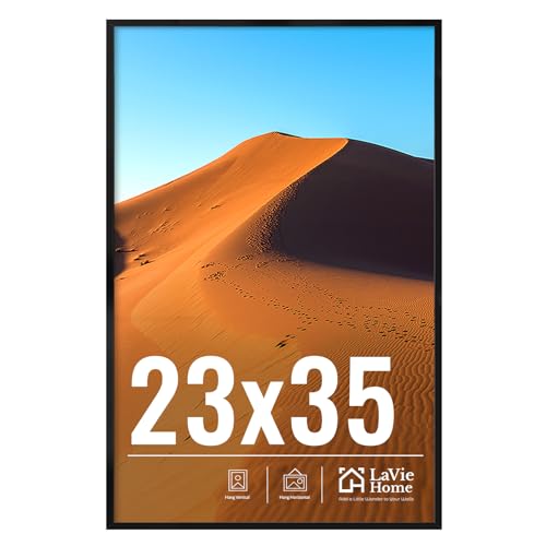 Image of LaVie Home 23x35 Picture Frame for Wall Display, 23x35 Black Picture Frame with HD Plexiglas, 23 x 35 Photo Frame 1 Pack, Display Frame for Vertical or Horizontal, Classic Collection