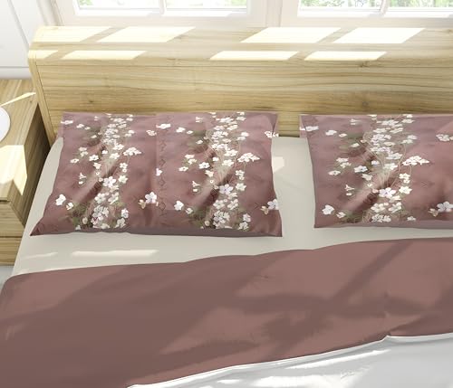 Image of 200 TC Cotton Bedsheet Set with 2 Pillow Covers | King Size Soft Breathable Wrinkle Free - Floral Printed Double Bedsheets | Bed Size 78x78x10 Inches | Pillow Covers Fit Up to 10 Inch