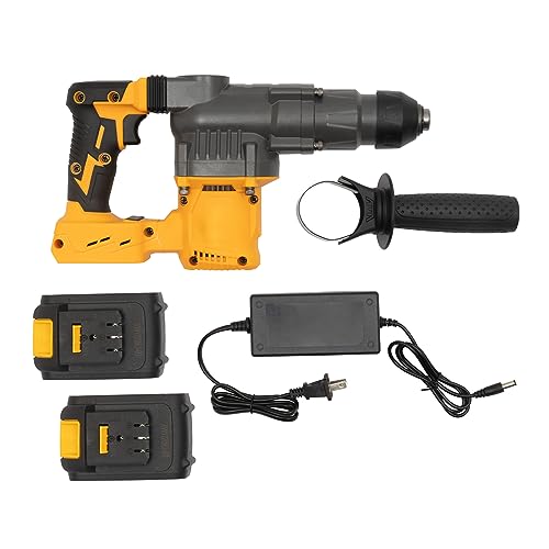 CNCEST Rotary Hammer SDS,Rotary Hammer Drill,SDS Rotary Hammer Drill (Yellow,98VF,2 x Lithium Batteries,Model #B)