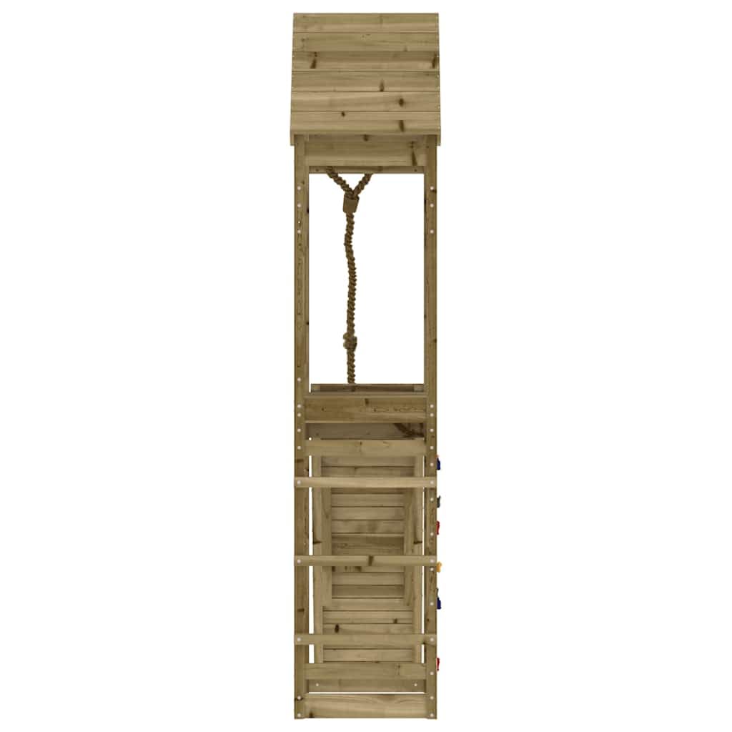 Torre da gioco con parete da arrampicata in legno di pino impregnato, piedistallo da 90 cm, box da arrampicata con sabbiera, corda e scala, per giardino, cortile e terrazza, per bambini da 3 a