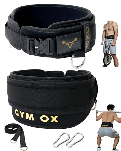2-in-1 Weightlifting & Dip Belt with Quick-Release Aluminum Buckle - Hybrid Squat Belt for Core Support & Weighted Pull Up Belt with High-Strength Strap - Heavy Duty Neoprene Gym Belt for Men & Women(Black, Large)