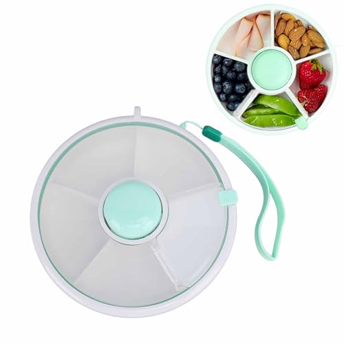 LinamHoz Snack Spinner Bundle, Reusable Portable Snack Container with 5 Compartment Dispenser and Lid for Party Veggies Snack Candy Nuts Chip (Green) by LinamHoz - Used condition - CA$15.04