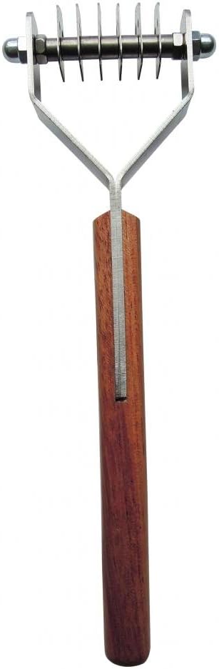 Mars Coat King Double Wide Dematting Undercoat Grooming Rake Stripper Tool for Dogs and Cats, Stainless Steel with Wooden Handle for Thick Coats, 23-Blade Stripper for Groomers, Pet Owners