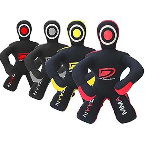 Daan Mma Grappling Dummy Judo Punching Bag Dummy BJJ Wrestling Dummy Sitting Position Brazilian JIU Jitsu Submission Self Defense Training Wrestling Canvas DummyUNFILLED (Black/Yellow, 5FT / 59") Cover