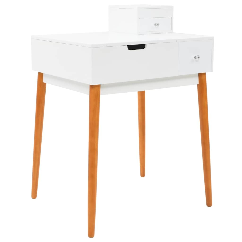 Toeletta trucco in MDF bianco con specchio 60x50x86 cm, ampio cassetto e vano portaoggetti, mobiletto consolle salvaspazio per camera da letto e spogliatoio donna