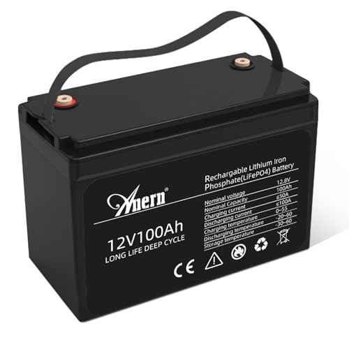 Anern Batería De Litio 12v 100ah Batería De Litio Lifepo4 De Ciclo Profundo 1280wh Con Más De 6000 Ciclos Bms Integrado Batería De Litio-Fosfato Para Sistemas Solares Barco Hogar Camping Off-Grid Anern Batería De Litio 12v 100ah Batería De Litio Lifepo4 De Ciclo Profundo 1280wh Con Más De 6000 Ciclos Bms Integrado Batería De Litio-Fosfato Para Sistemas Solares Barco Hogar Camping Off-Grid