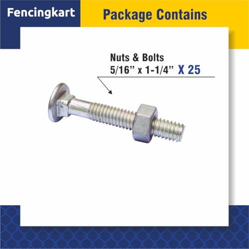 Image of Galvanized Carriage Bolts & Nuts Set for Chain Link Fence, 25 Pieces (5 /16 inch x1-1 /4)