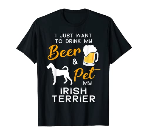 Irish Terrier Dog Beer lover owner Christmas Birthday Gift Maglietta