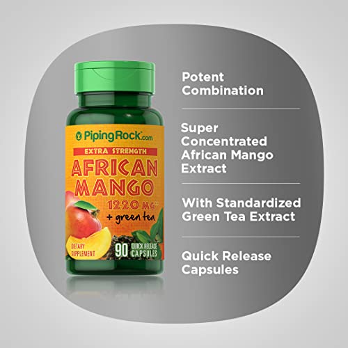Piping Rock African Mango Seed Extract 1220 Mg | 90 Capsules | With Green Tea | Extra Strength Supplement | Non-Gmo, Gluten Free #TOP3
