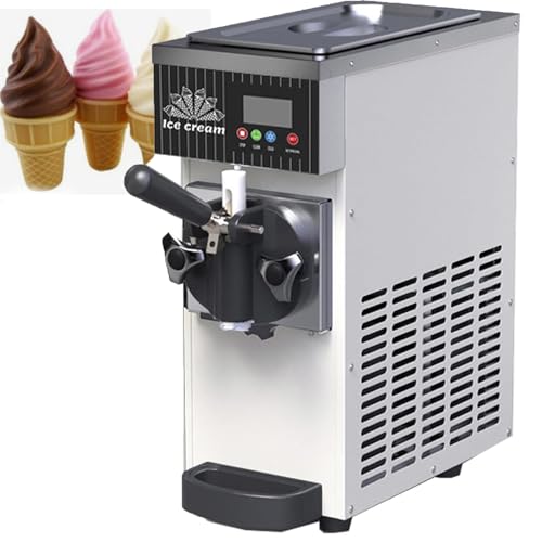ZHIXUMM Heladera Comercial De Un Solo Sabor, 450 W, para Mostrador, con Tolva De 3,5 L, Pantalla LCD con Preenfriado AutomáTico, Salida De 4-5 L. Silver
