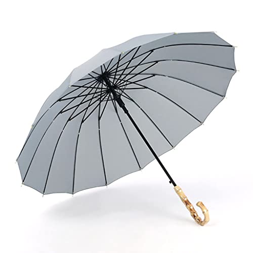 Walnut Men Umbrella Wind-Resistant 16-Bone Common People Natural Wood Curved Handle Straight Rod Long Handle Umbrella Outdoor Sunshade #TOP12