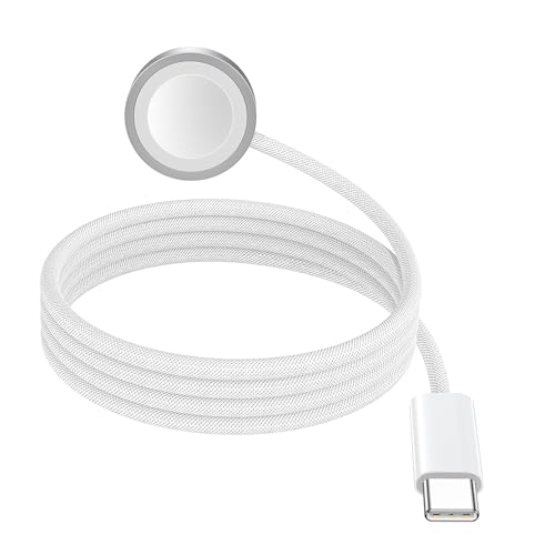 Apple Watch Ladekabel USB C 1M, Magnetisches Schnellladegerät Tragbares, Schnelles Nylon Ladekabel Ladegerät für Apple Watch Series 10/9/8/7/6/SE/5/4/3