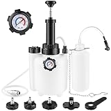 Aikyciu 3L Manual Brake Bleeder Kit, One Person Brake Bleed Vacuum Pump with 1L Brake Fluid Bleed Bottle and 4 Master Cylinder Adapters, Suitable for Most Vehicles
