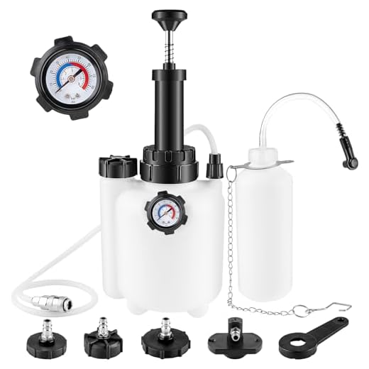 Aikyciu 3L Manual Brake Bleeder Kit, One Person Brake Bleed Vacuum Pump with 1L Brake Fluid Bleed Bottle and 4 Master Cylinder Adapters, Suitable for Most Vehicles