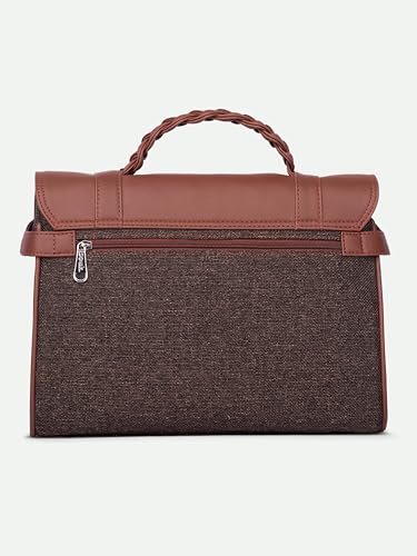 Image of ZOUK Heritage Satchel Bag - Gwalior Weaves | Jute | Vegan Leather Handcrafted With Detachable Sling Strap
